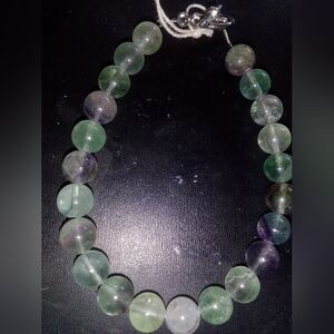 Green & Purple Fluorite Bead Bracelet - Women Jewelry